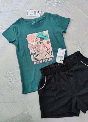 Футболка вишита паєтками чорні шорти від gemo