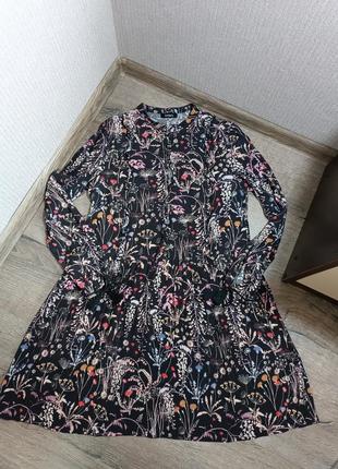 Закрытое платье в восточном стиле, с длинным рукавом и кисточками, растительный цветочный принт6 фото