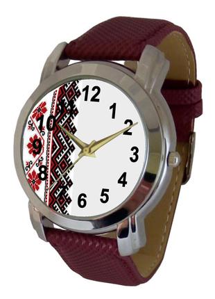 Часы женские наручные вышиванка красно-черная