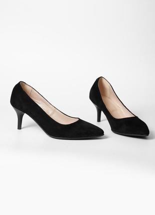 Классические черные замшевые туфли лодочки на шпильке 40 размера2 фото