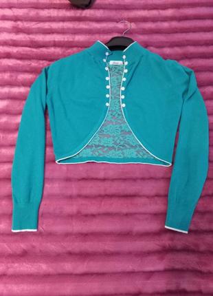 Кофта светр болеро м'який трикотаж мереживо