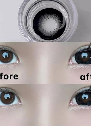 Цветные контактные чёрные линзы ovoolok кукольные глаза с диоптриями и без диоптрий