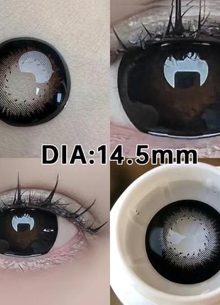Цветные контактные чёрные линзы ovoolok кукольные глаза с диоптриями и без диоптрий3 фото