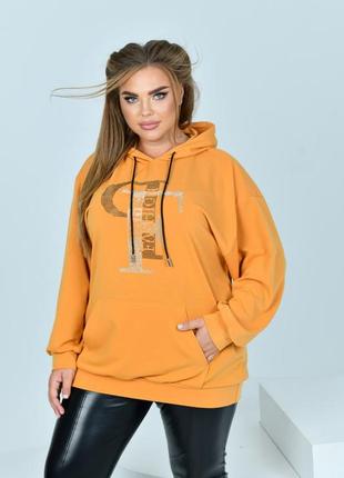 Стильне жіноче худі зі стразами великого розміру