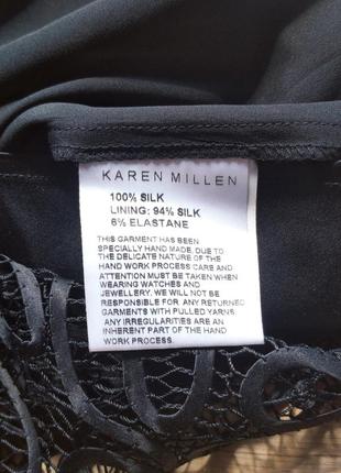 Шелковая юбка миди karen millen кружево макраме вышивка ришелье прошва 100% шелк винтаж карандаш юбка карандаш4 фото