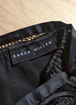 Шелковая юбка миди karen millen кружево макраме вышивка ришелье прошва 100% шелк винтаж карандаш юбка карандаш3 фото