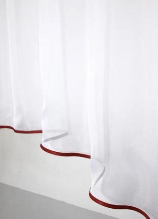 Фіранка арка на кухню, балкон (270х170см) з ламбрекеном. колір білий з бордовим5 фото