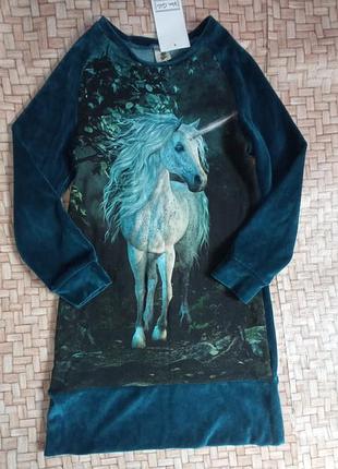 Велюровая туника платье с единорогом 3