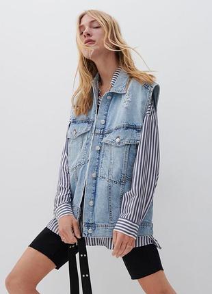 Жилетка/безрукавка джинсовая голубая в винтажном стиле