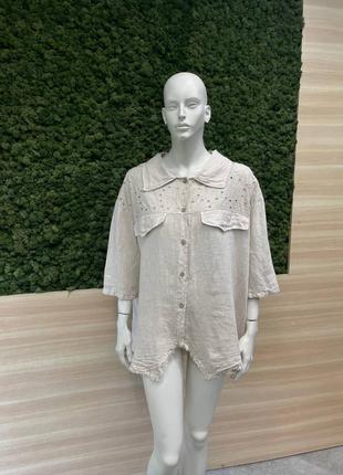 Блуза жіноча льон батальні розміри