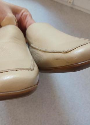 Кожаные бежевые туфли макасины слипоны лоферы на стойких каблуках туфлы лоферы р 40,5 41 оксфорды5 фото