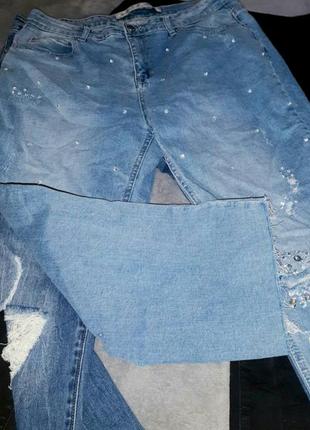 Укорочені джинси з стразами і бусінами 16р2 фото