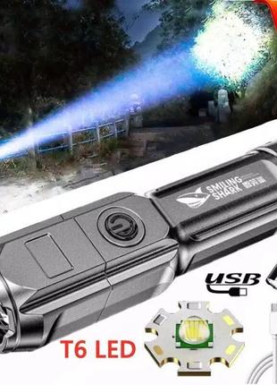 Ліхтарик ручний тактичний акумуляторний f15-t usb фанарик7 фото