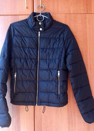 Демисезонная женская маленькая темно-синяя короткая  куртка bershka.