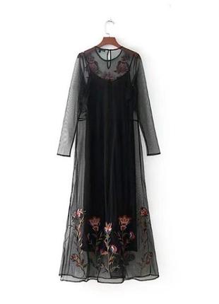 Прозоре плаття з вишивкою,  вишите плаття, лімітована колекція zara2 фото