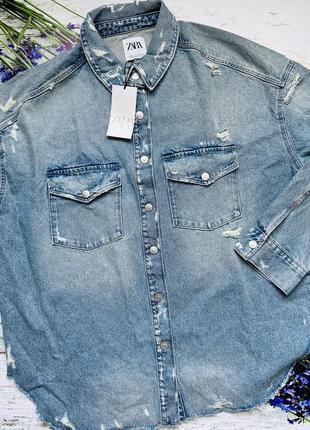 Оверсайз джинсова куртка zara, колекція 2023 року, розмір l (xl), xl (xxl)8 фото