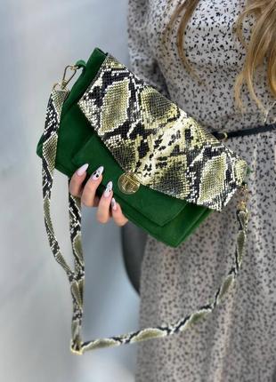 Эксклюзивная сумка клатч из итальянской кожи и замши женская7 фото