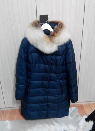 Зимнее пальто chiago  с огромным лисьим воротником4 фото