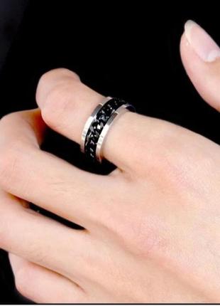 Кільце нержавіюча сталь унісекс спінер нержавійка медичне срібло перстень колечко каблучка з ланцюжком стильна тренд модне медзолото4 фото