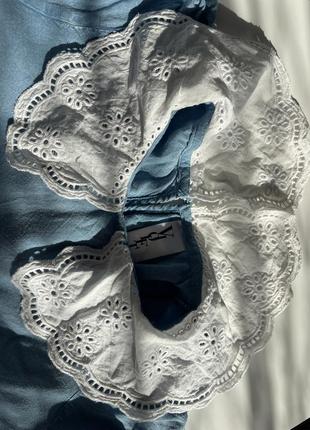 Коттоновая блуза с большим белым воротничком6 фото