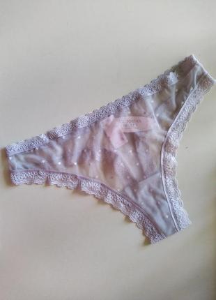 Трусики victoria's secret thong panty (серые)3 фото