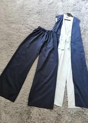 Летний легкий костюм длинные широкие брюки палаццо и накидка кардиган из легкой струящейся ткани