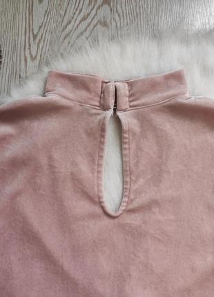 Оксамитовий рожевий кроп топ сексі виріз декольте з чокером коротка футболка стрейч h&amp;m8 фото