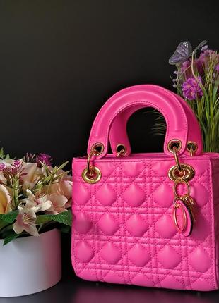 Сумка christian dior lady d-lite mini pink8 фото