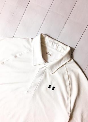 Мужская белая спортивная футболка поло тенниска under armour. размер m l3 фото