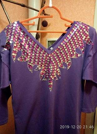 Сиреневое платье-туника, хороший трикотаж, состояние новой, свое