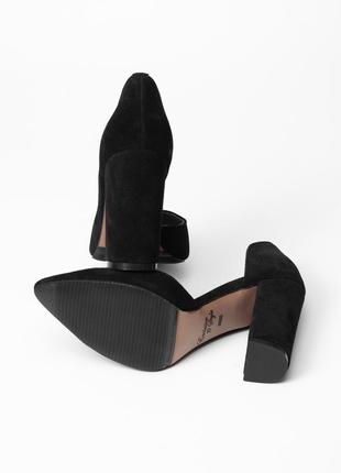 Черные замшевые туфли на каблуке 39 размера7 фото