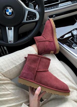 Шикарные зимние сапоги ugg в бордовом цвете /осень/зима/весна😍5 фото