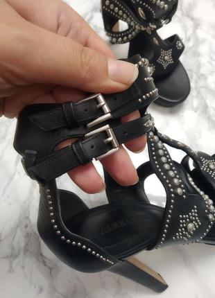 Alexander mcqueen black leather silver studded platform sandals high heels оригинал8 фото