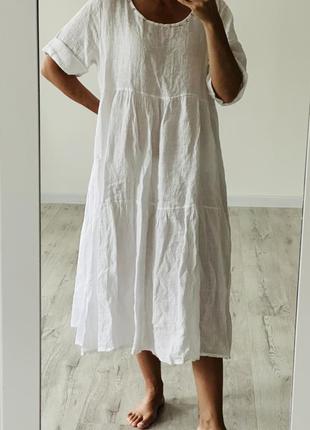 Плаття сукня сарафан льон лляне воланами італія