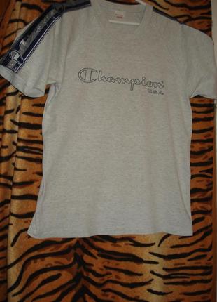 Футболка  серого цвета"champion"р.s.100%коттон.