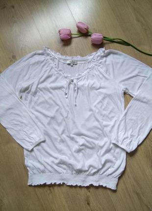 Базовый однотонный белый женский лонгслив tom tailor/трикотажная кофта реглан с длинными рукавами4 фото