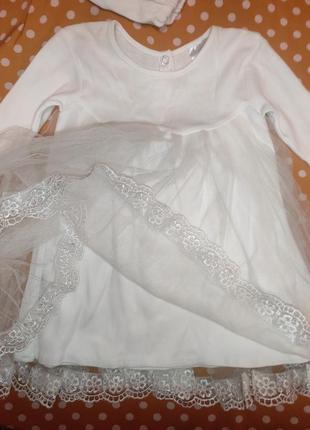 Белый комплект набор белое платье для девочки на крестины крещения с кружевом3 фото