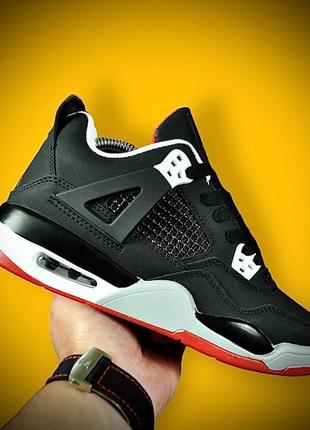 👟кросівки жіночі nike air jordan retro 4 black & gray & red👟