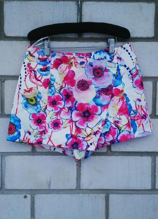 Новые шорты-юбка в цветочный принт
