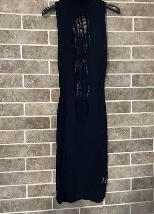 Платье вязанное, новое, тренд сезона, открытая спина, в двух цветах черное и бежевое2 фото