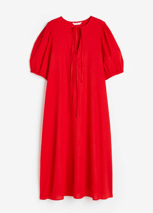 Платье из смесового льна с завязками от бренда h&m4 фото