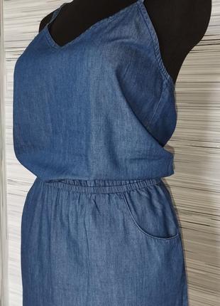 Платье сарафан из легкого денима с карманами2 фото
