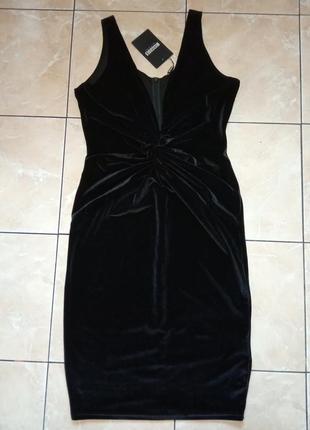 Эффектное бархатное платье l с декольте missguided стрейч велюр5 фото