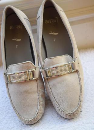 Замшеві туфлі лофери сліпони мокасини ara ара 7 на р. 40/418 фото