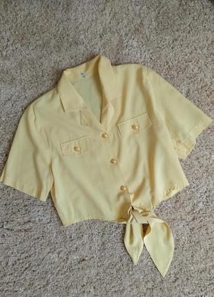 Вінтажна вкорочена блуза з вузлом1 фото