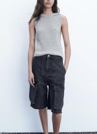 Zara шорти бермуди карго, довгі широкі шорти, бриджі9 фото