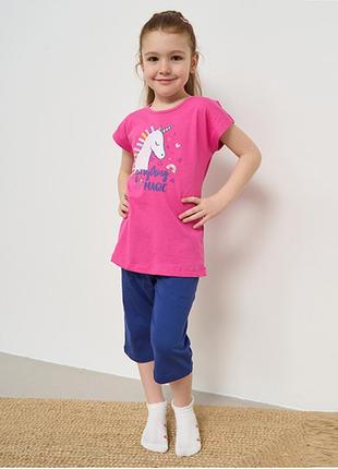 Комплект для дівчинки рожевий з капри "єдиноріг" ozkan 13253
