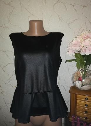 Блуза с баской под кожу 16-18р.