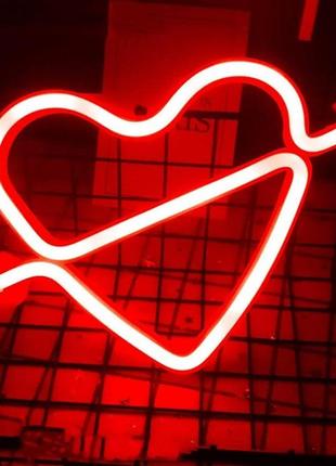 Настенный неоновый светильник ночник сердце купидона красное1 фото