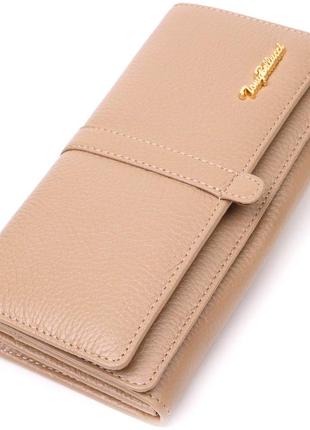 Практичний жіночий гаманець із великою кількістю відділень із натуральної шкіри tony bellucci 21959 бежевий